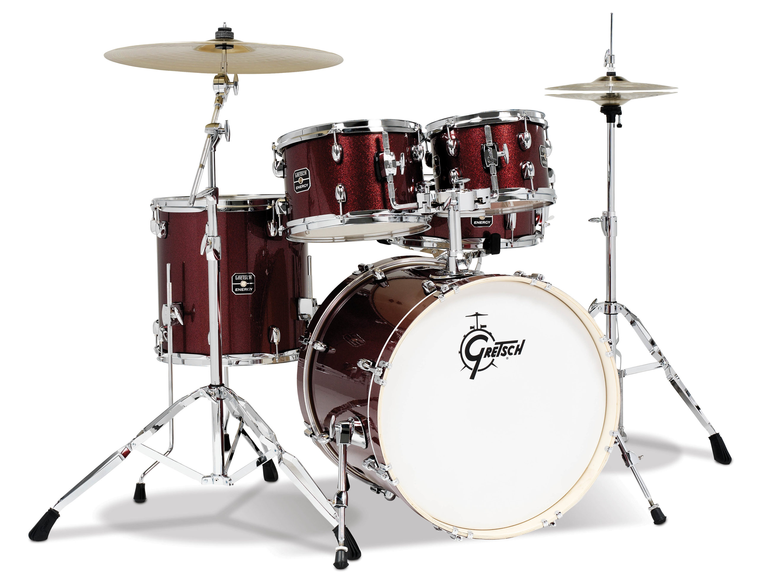 Ruby Sparkle Gretsch Energy 5 Piece Set with 4 Piece Hardware Set (20/10/12/14/14SN)