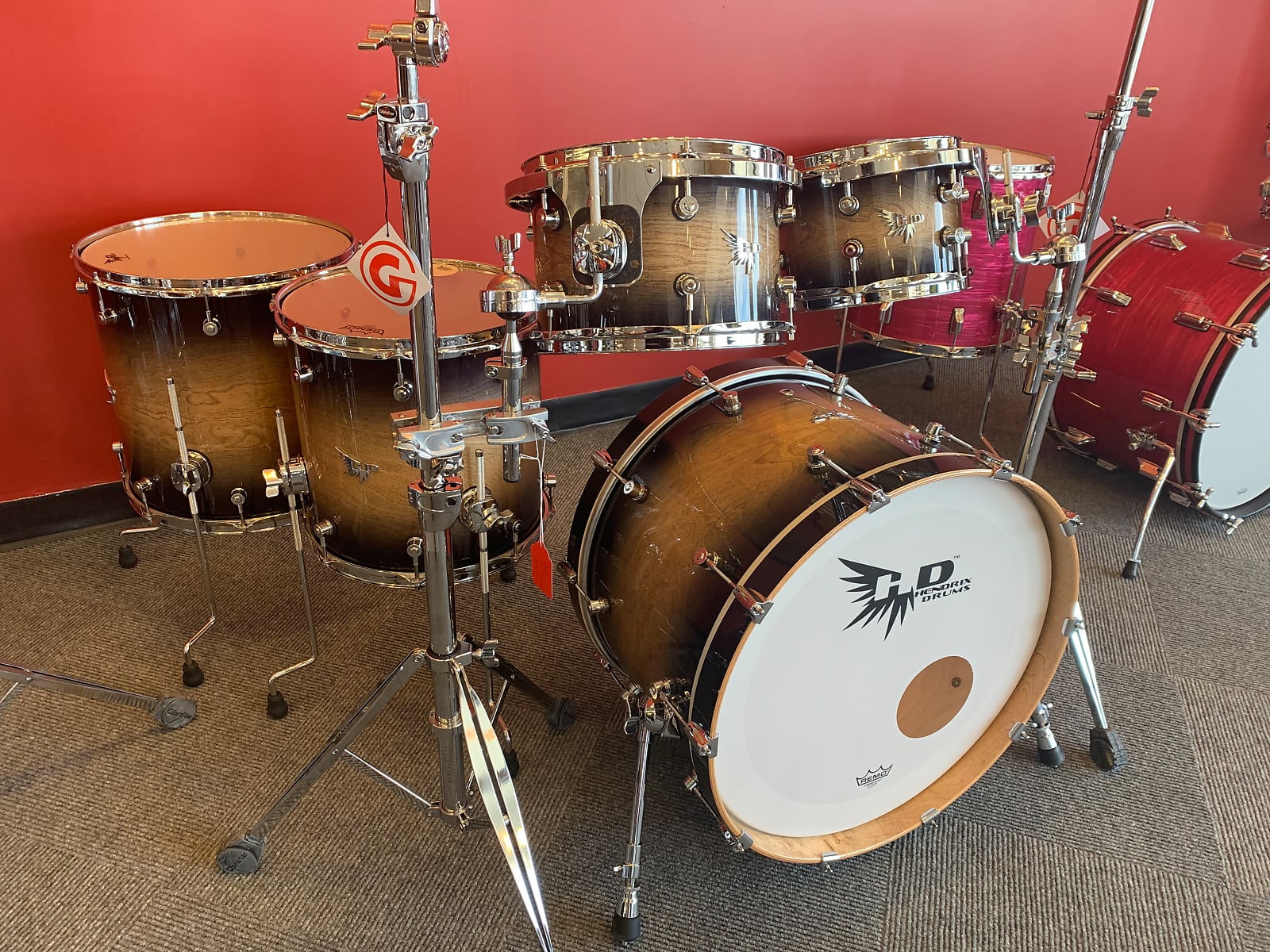 Hendrix Drums HD Birch 5pc Rock Shell Pack Black Burst Lacquer - Image 2