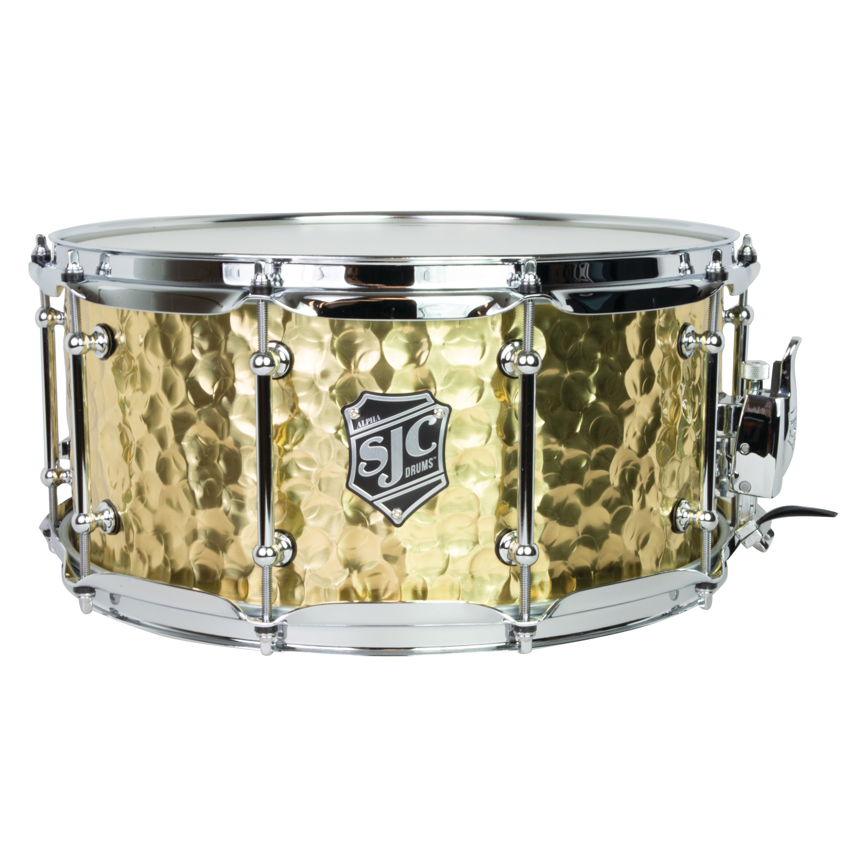 SJC Custom Drums Alpha Series Snare Drum - 6.5" x 14", Polished Hammered Brass