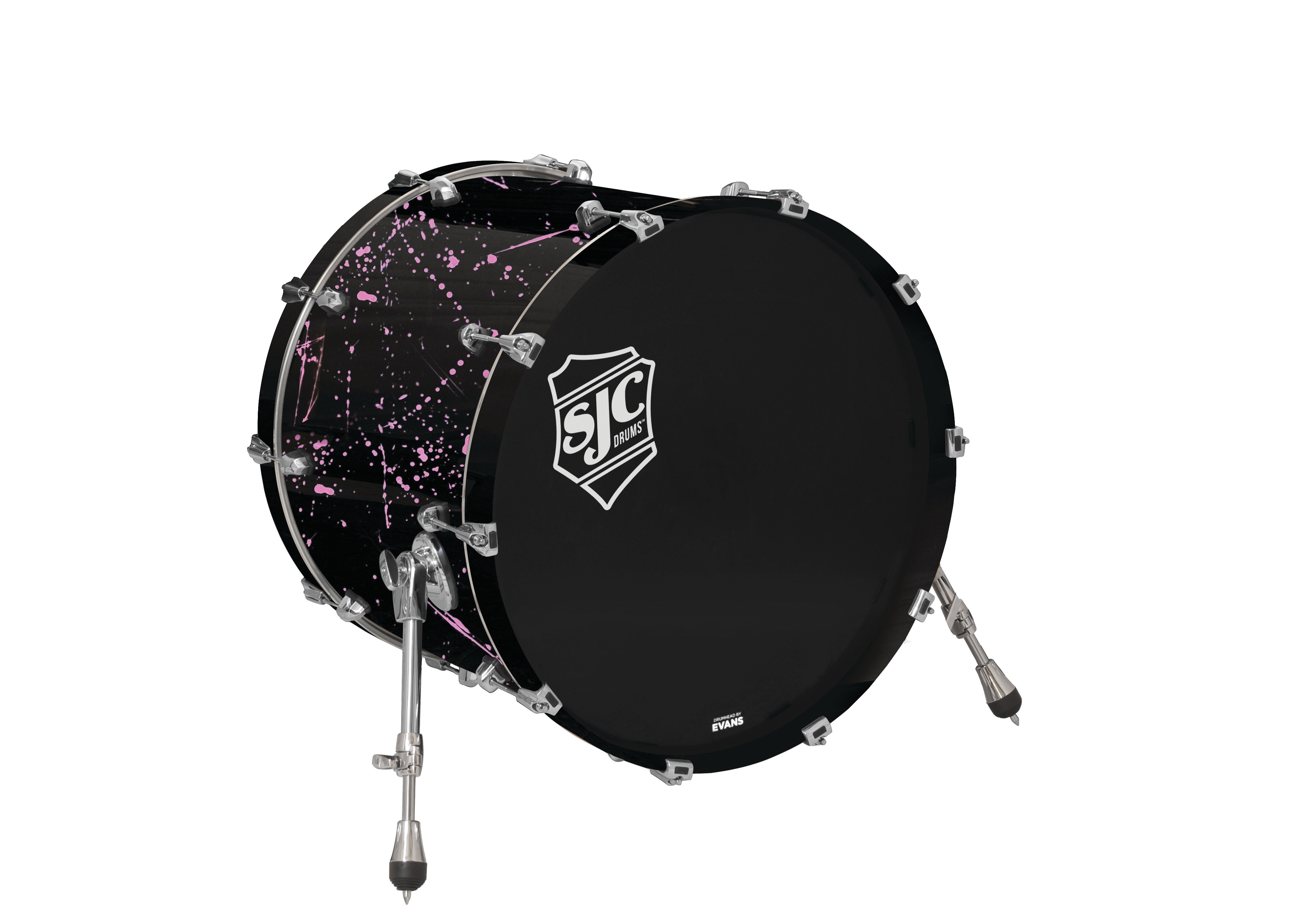SJC Custom Drums Navigator Series Bass Drum - 18" x 22", Black with Pink Splatter
