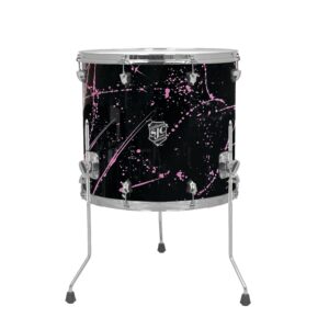 SJC Custom Drums Navigator Series Bass Drum - 16" x 18", Black with Pink Splatter