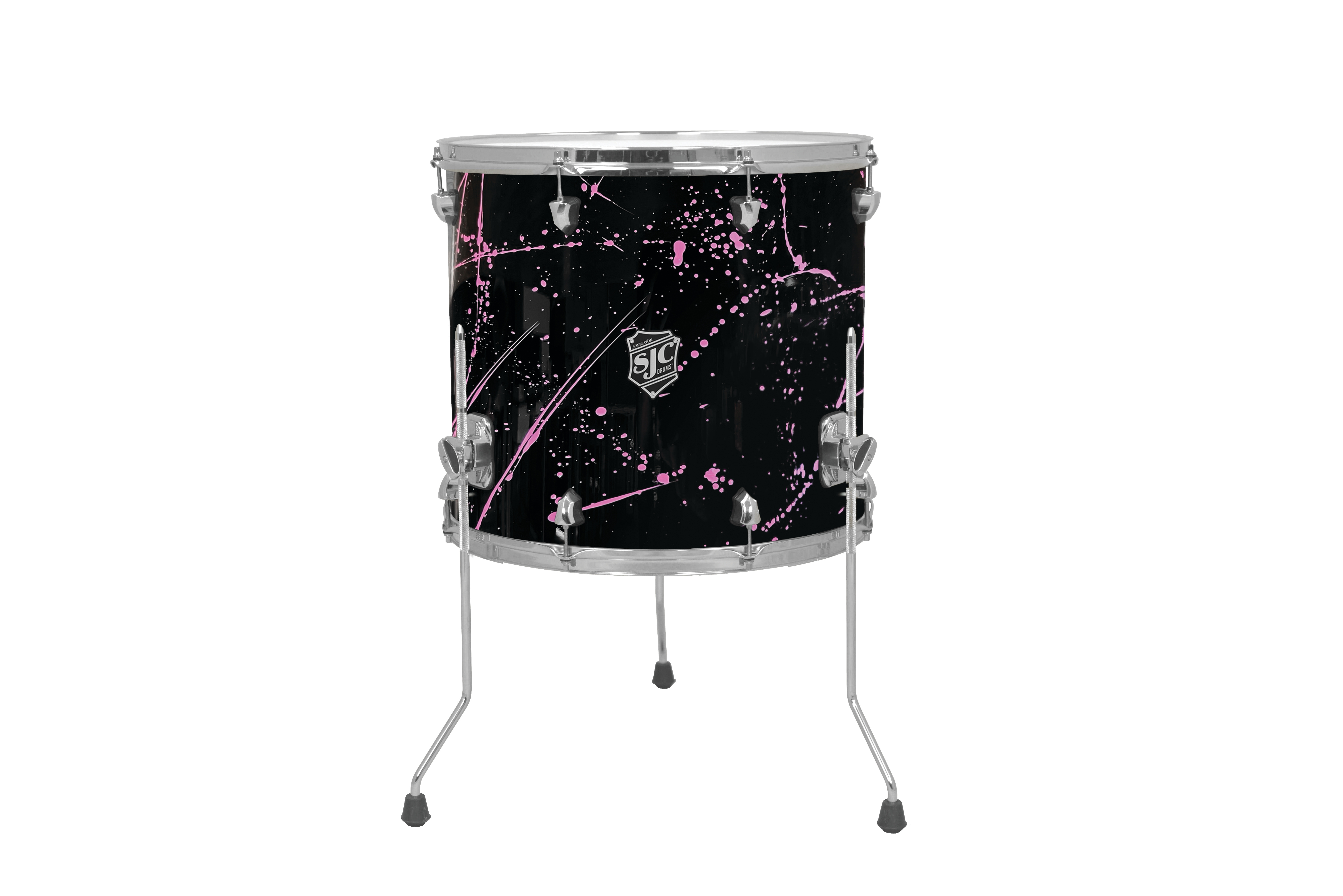 SJC Custom Drums Navigator Series Bass Drum - 16" x 18", Black with Pink Splatter