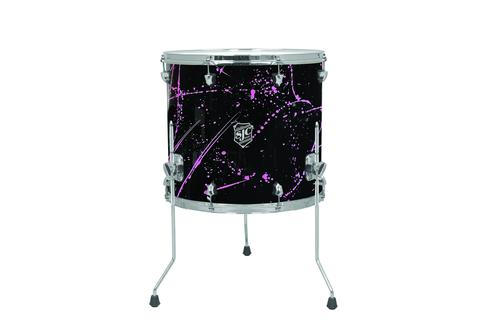 SJC Custom Drums Navigator Series Bass Drum - 16" x 18", Black with Pink Splatter - Image 2