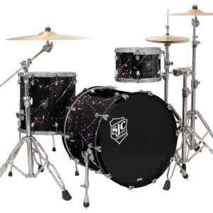 SJC Custom Drums Navigator Series 3-Piece Shell Pack - Black with Pink Splatter