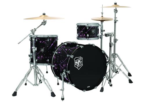 SJC Custom Drums Navigator Series 3-Piece Shell Pack - Black with Pink Splatter - Image 2