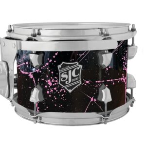 SJC Custom Drums Navigator Series Rack Tom - 7" x 10", Black with Pink Splatter
