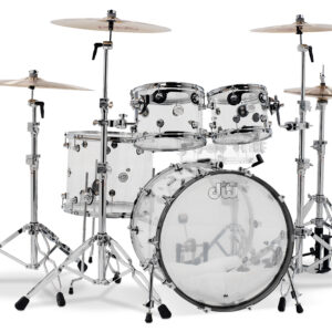 DW Design Series 4-Piece Acrylic Shell Pack, Clear w/ Chrome Hardware; 8x10, 9x12, 14x16, 18x22