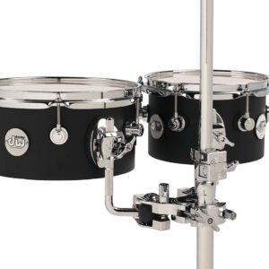 DW Design Series Concert Toms, 5x8/5x10, Black Satin Lacquer w/ Chrome Hardware