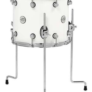 DW Design Series Maple Floor Tom, 12" x 14", Gloss White Lacquer w/ Chrome Hardware