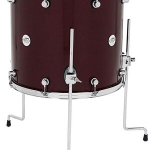 DW Design Series Maple Floor Tom, 16" x 18", Cherry Stain Gloss Lacquer w/ Chrome Hardware