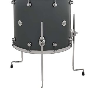 DW Design Series Maple Floor Tom, 16" x 18", Steel Gray Lacquer w/ Chrome Hardware