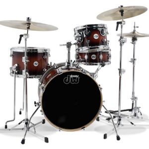 Design Series Mini Pro 4-Piece Maple Shell Pack, Tobacco Burst Gloss Lacquer w/ Chrome Hardware; 6.5x10 Suspended Tom, 9x13 Floor Tom, 14x18 Bass Dr