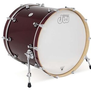 DW Design Series Maple Bass Drum, 18" x 22", Cherry Stain Gloss Lacquer w/ Chrome Hardware