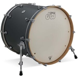 DW Design Series Maple Bass Drum, 18" x 22", Steel Gray Gloss Lacquer w/ Chrome Hardware