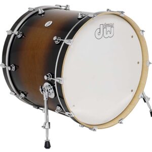 DW Design Series Maple Bass Drum, 18" x 22", Tobacco Burst Gloss Lacquer w/ Chrome Hardware