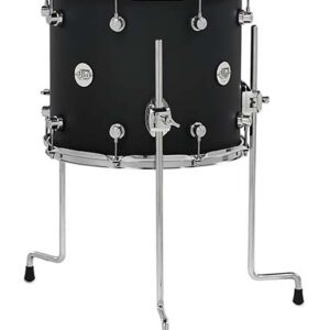 DW Design Series Maple Floor Tom, 12" x 14", Black Satin Lacquer w/ Chrome Hardware