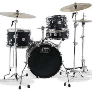 Design Series Mini Pro 4-Piece Maple Shell Pack, Black Satin w/ Chrome Hardware - 16in Kick