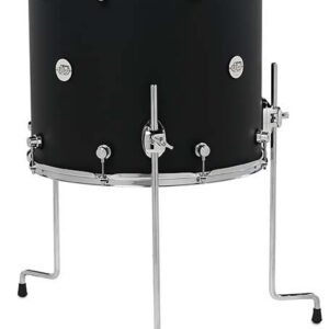 DW Design Series Maple Floor Tom, 16" x 18", Black Satin Lacquer w/ Chrome Hardware