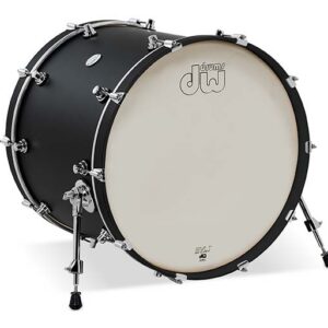 DW Design Series Maple Bass Drum, 18" x 22", Black Satin Lacquer w/ Chrome Hardware