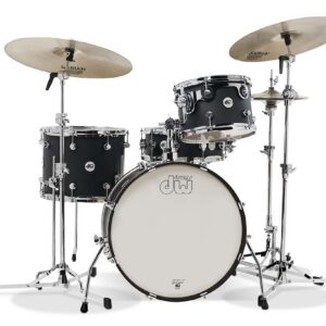 Design Series Frequent Flyer 4-Piece Maple Shell Pack, Black Satin Lacquer w/ Chrome Hardware; 8x12, 11x14, 12x20, 5x14