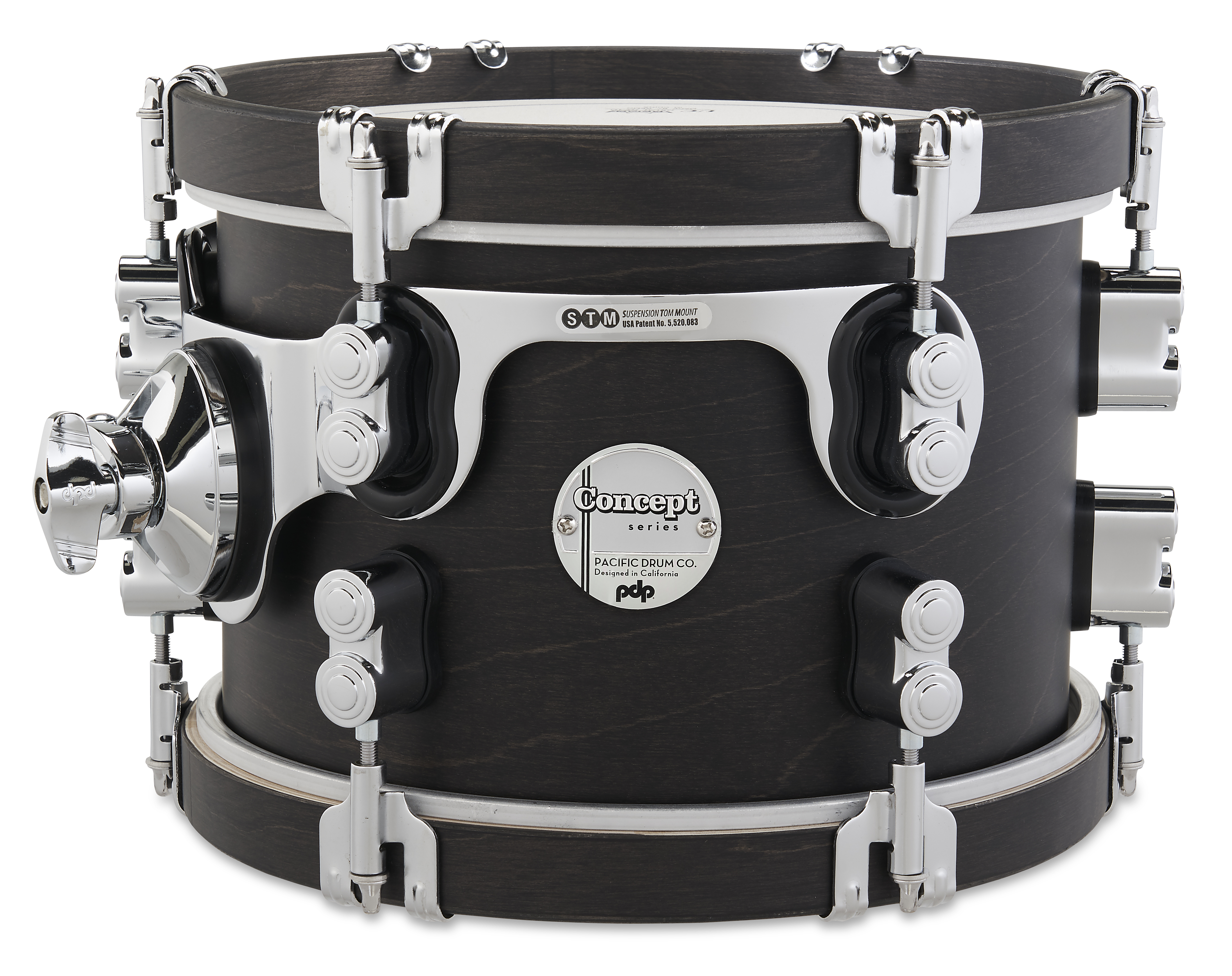Concept Classic 7" x 10" Ebony Stain Tom with Ebony Stain Hoops