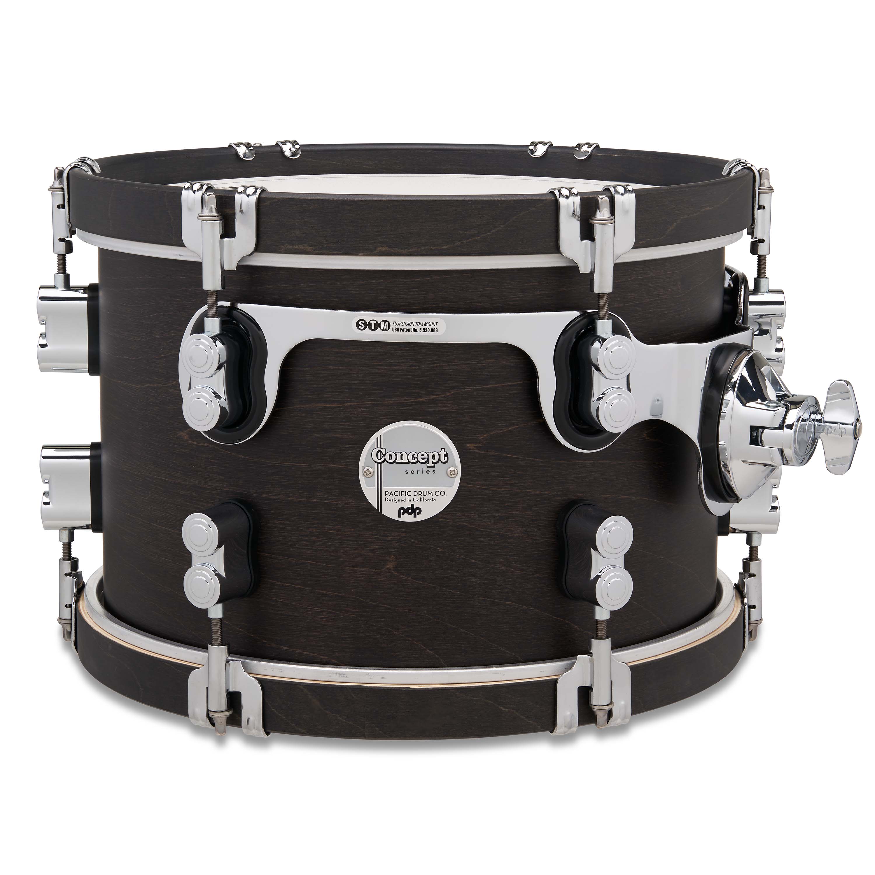 Concept Classic 8" x 12" Walnut Stain Tom with Natural Stain Hoops - Ebony Stain - Image 2