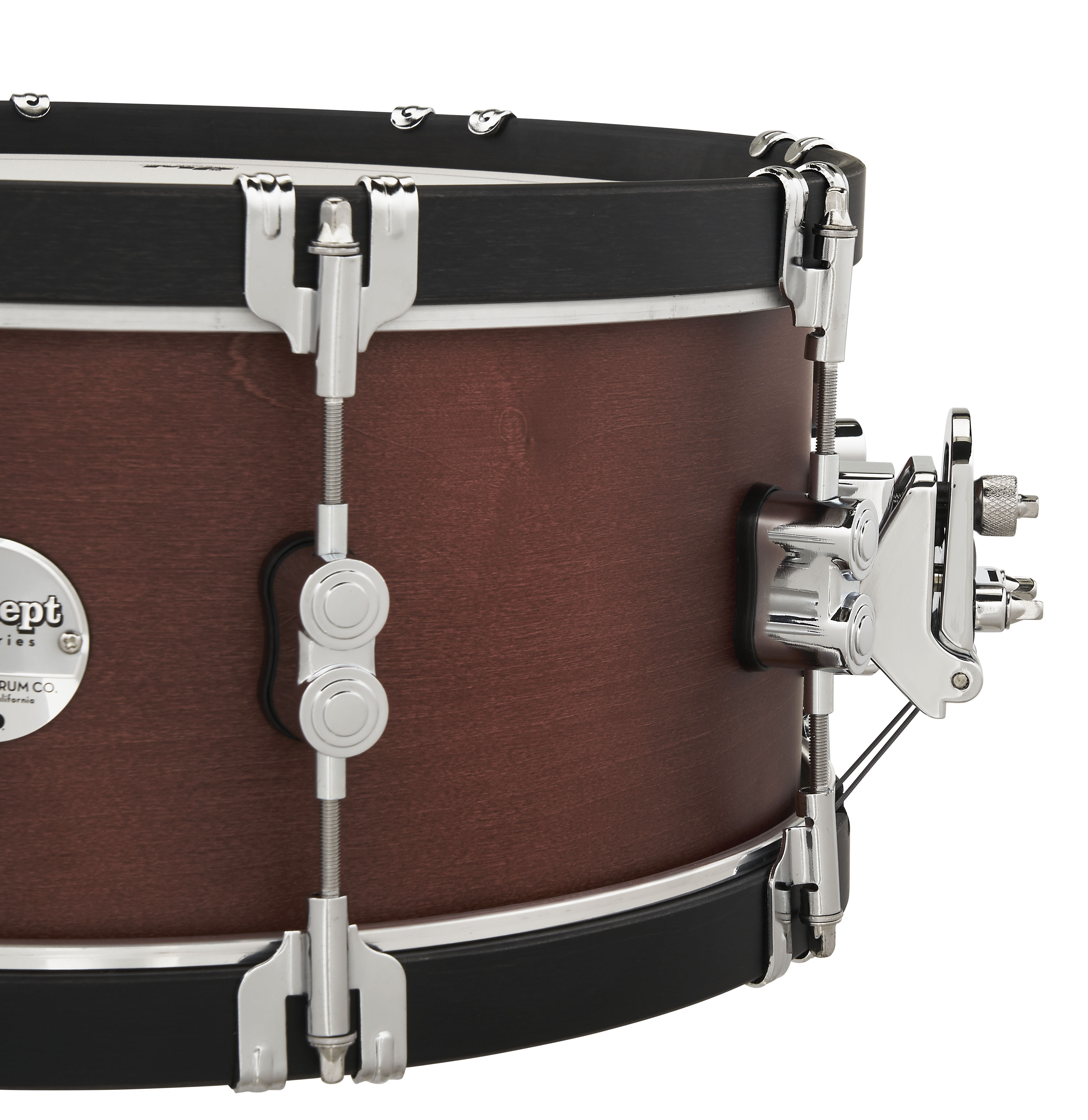 Concept Classic 6.5" x 14" Ebony Stain Snare with Ebony Stain Wood Hoops - Ox Blood - Image 2