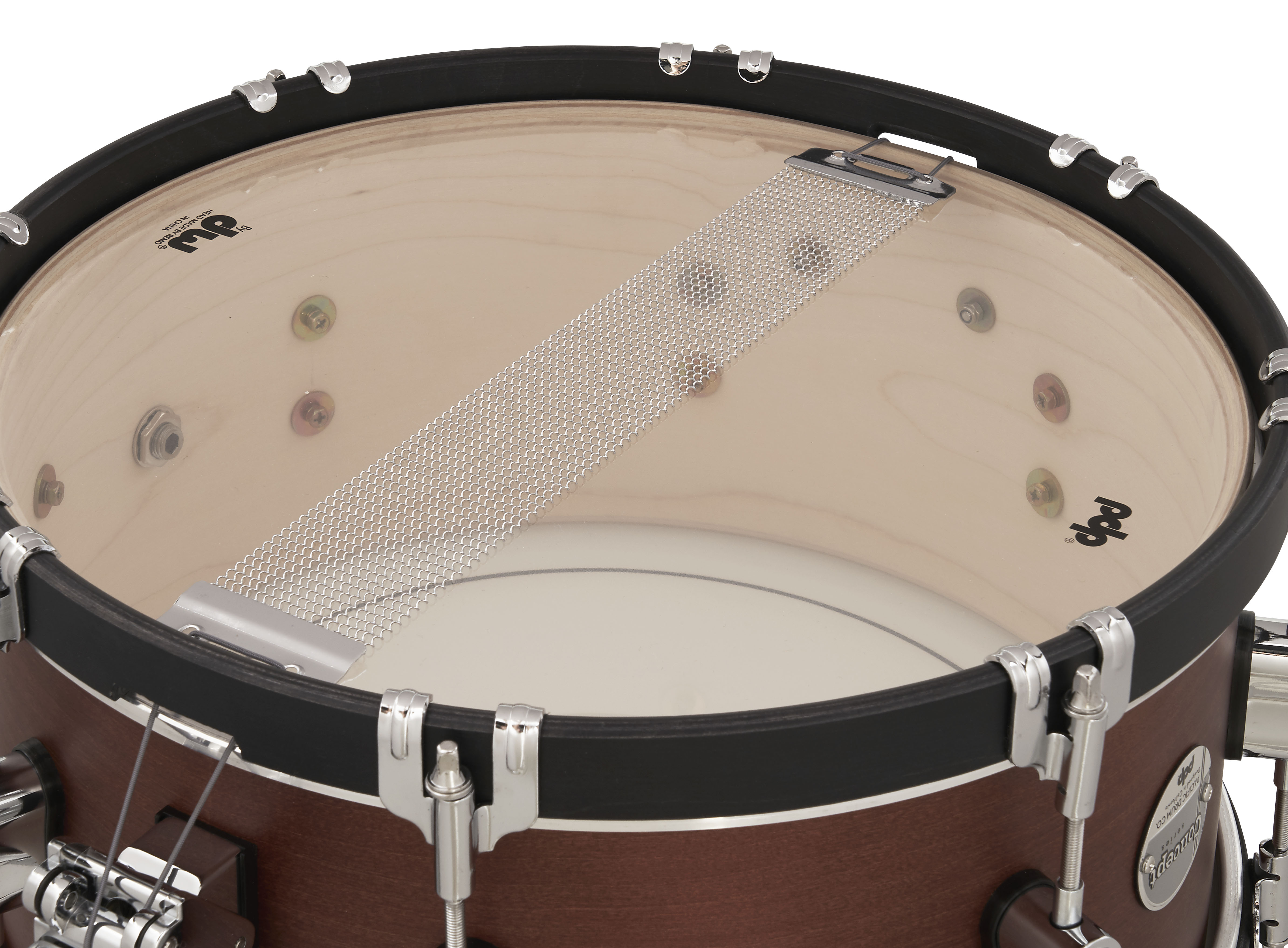 Concept Classic 6.5" x 14" Ebony Stain Snare with Ebony Stain Wood Hoops - Ox Blood - Image 4