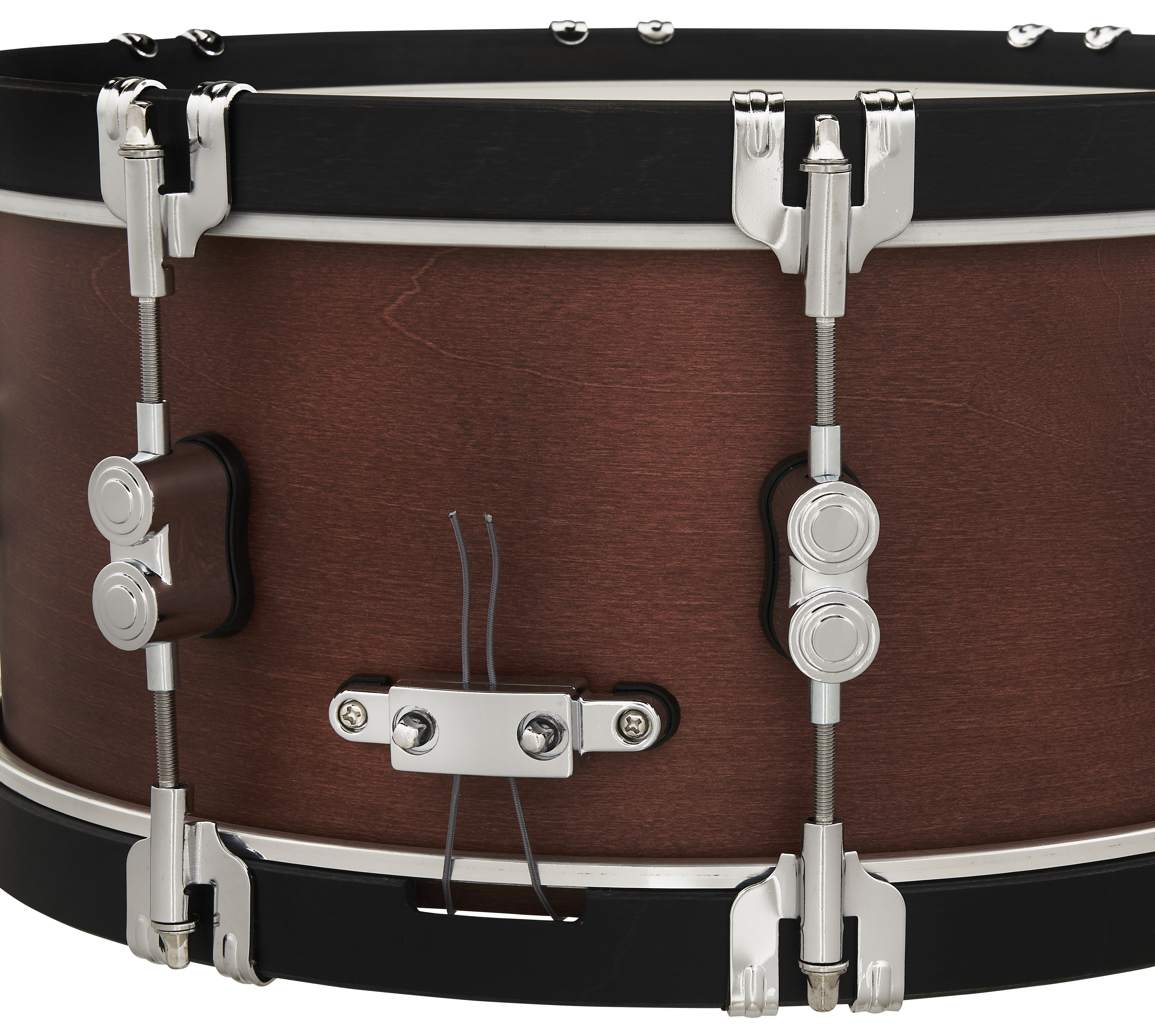 Concept Classic 6.5" x 14" Ebony Stain Snare with Ebony Stain Wood Hoops - Ox Blood - Image 5