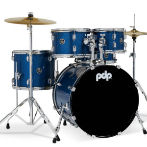 Center Stage Royal Blue Sparkle 5pc Kit 7x10, 8x12, 12x14F, 14x20, 5x14 Snare. Hardware, Cymbals & Throne Included
