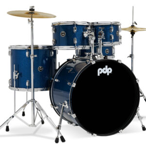 Center Stage Royal Blue Sparkle 5pc Kit 7x10, 8x12, 14x16F, 16x22, 5x14 Snare. Hardware, Cymbals & Throne Included