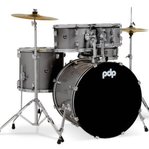 Center Stage Silver Sparkle 5pc Kit 7x10, 8x12, 14x16F, 16x22, 5x14 Snare. Hardware, Cymbals & Throne Included