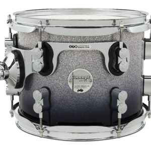 PDP Concept Maple 8" x 10" Suspended Tom Silver to Black Fade Lacquer with Chrome Hardware