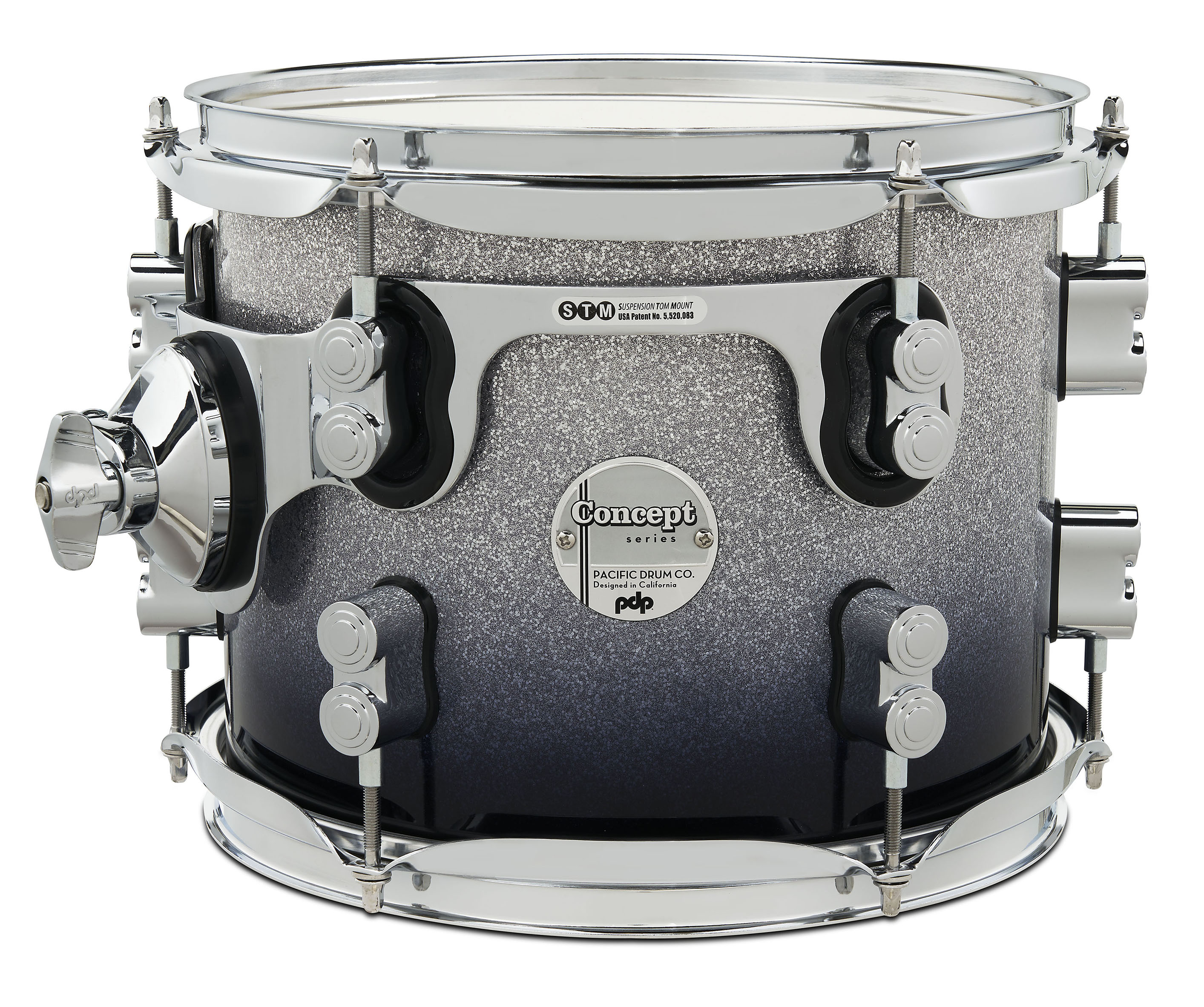 PDP Concept Maple 8" x 10" Suspended Tom Silver to Black Fade Lacquer with Chrome Hardware