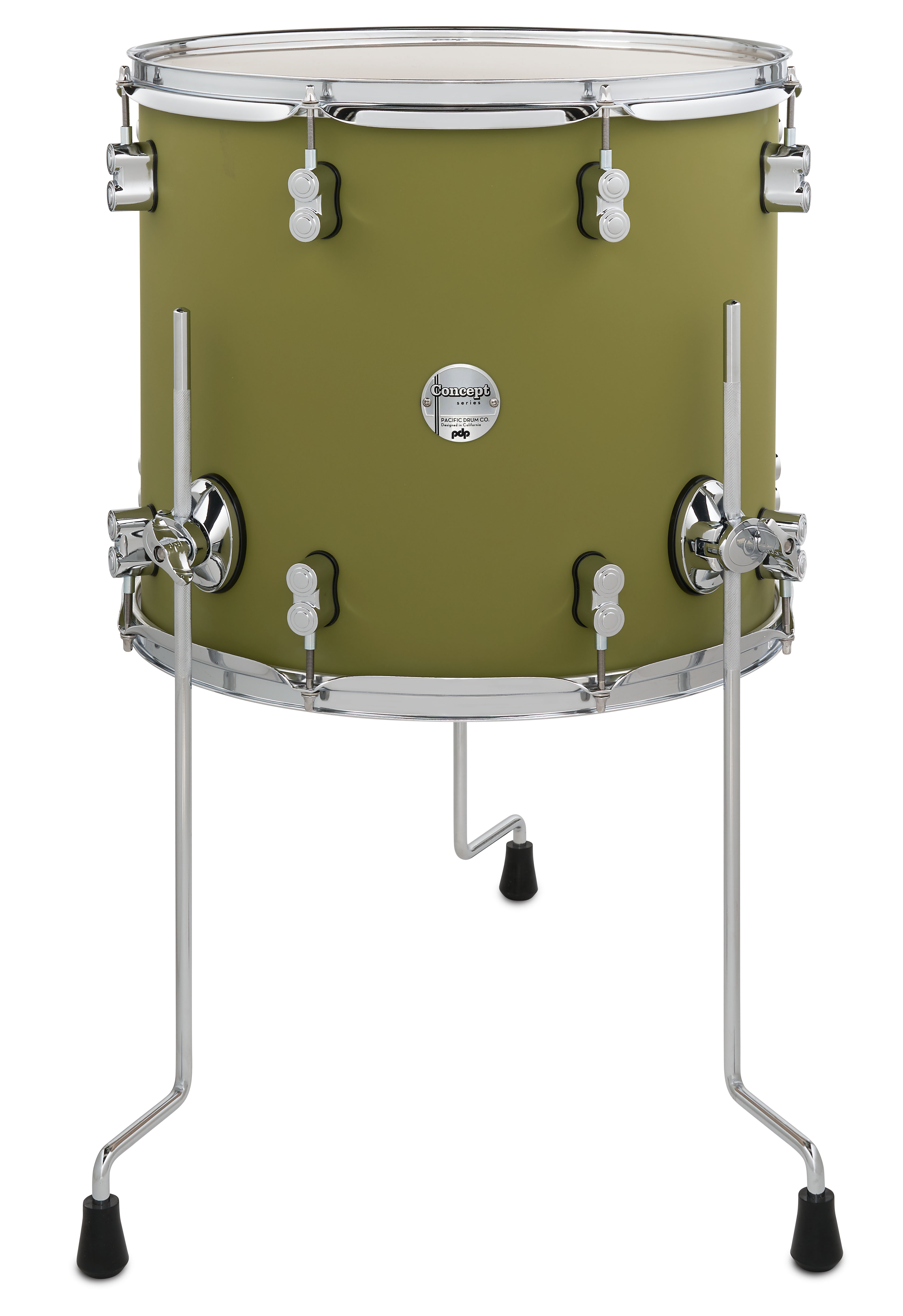 PDP Concept Maple 14" x 16" Floor Tom Satin Olive Finish Ply with Chrome Hardware