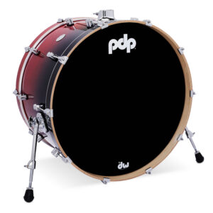 PDP Concept Series Maple Bass Drum, 14" x 24", Red to Black Fade Lacquer w/ Chrome Hardware