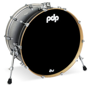 PDP Concept Series Maple Bass Drum, 14" x 24", Silver to Black Fade Lacquer w/ Chrome Hardware