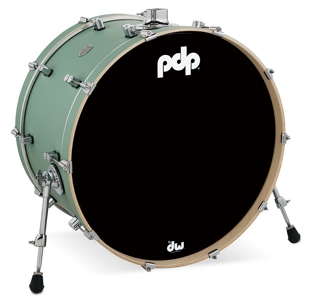PDP Concept Series Maple Bass Drum, 14" x 24", Satin Seafoam Finish Ply w/ Chrome Hardware