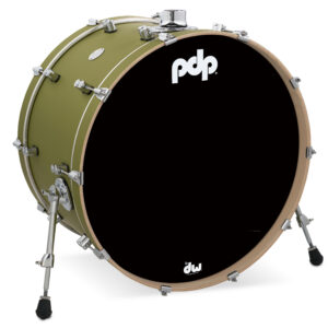 PDP Concept Series Maple Bass Drum, 14" x 24", Satin Olive Finish Ply w/ Chrome Hardware