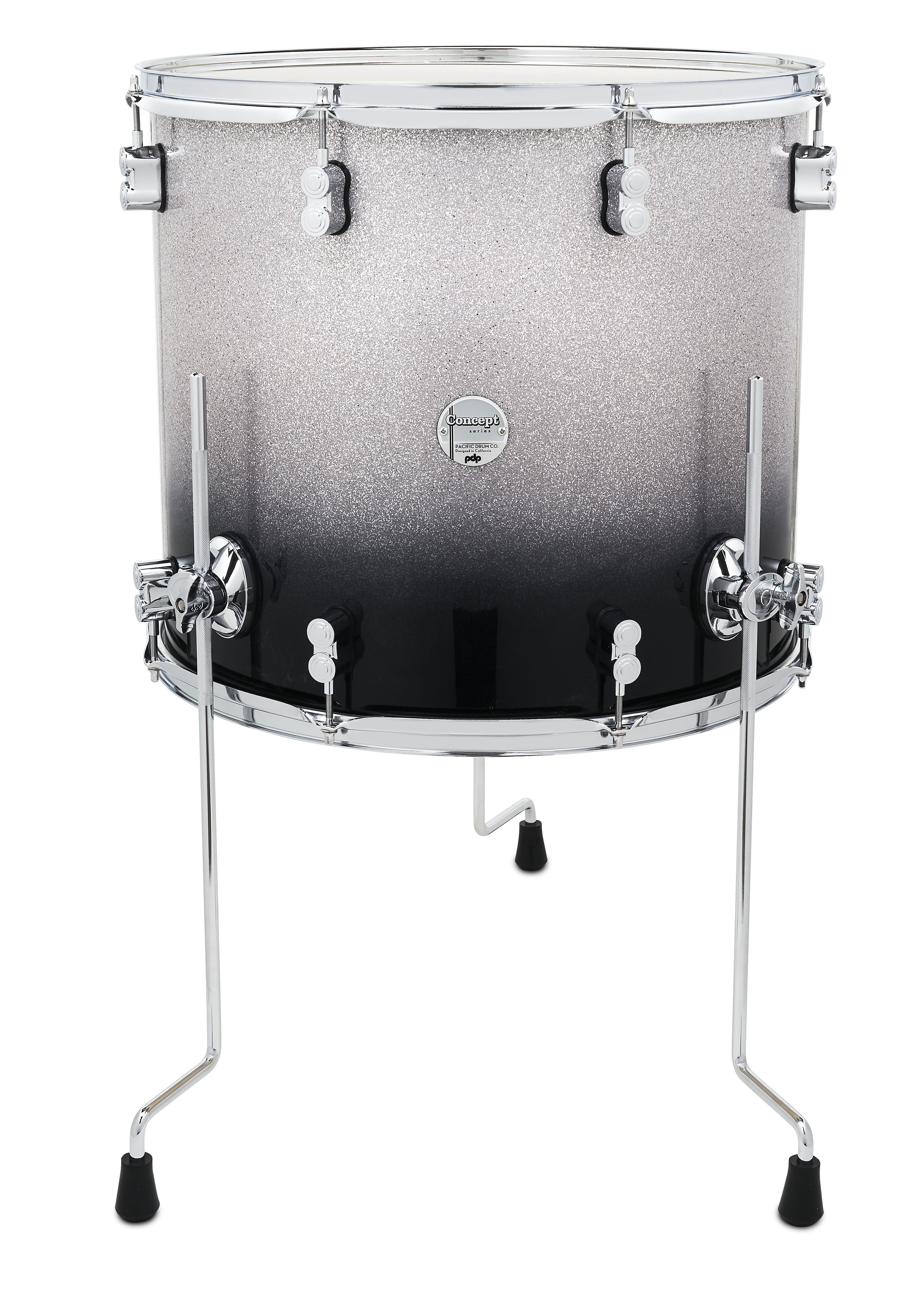 PDP Concept Maple 16" x 18" Floor Tom Silver to Black Fade Lacquer with Chrome Hardware