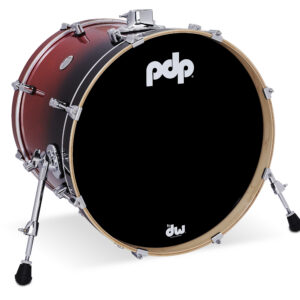 PDP Concept Series Maple Bass Drum, 16" x 20", Red to Black Fade w/ Chrome Hardware