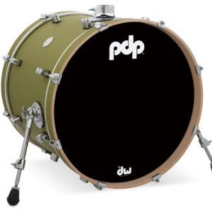 PDP Concept Series Maple Bass Drum, 16" x 20", Satin Olive Finish Ply w/ Chrome Hardware