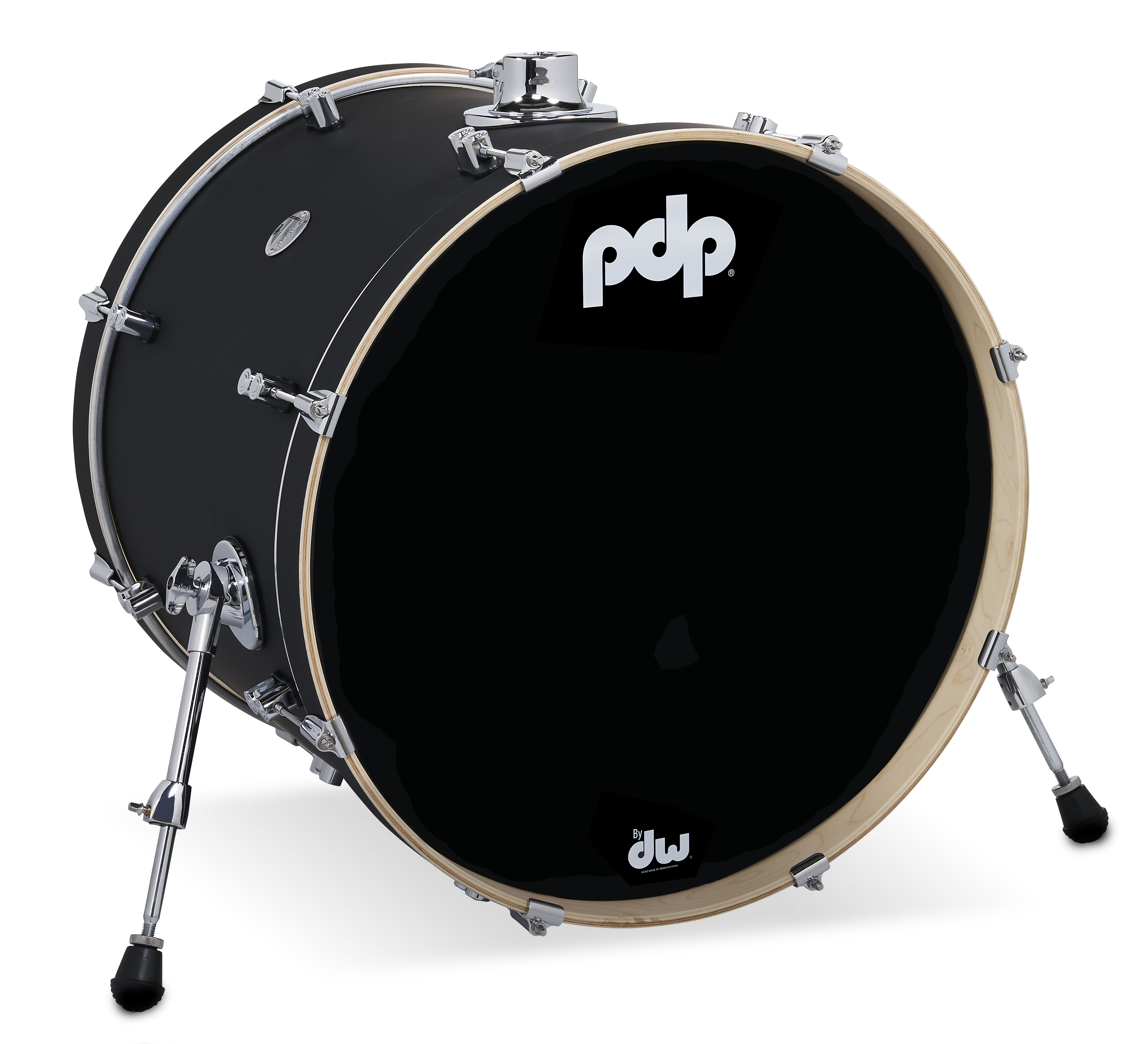 PDP Concept Series Maple Bass Drum, 18" x 22", Satin Black Finish Ply w/ Chrome Hardware