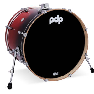 PDP Concept Series Maple Bass Drum, 18" x 22", Red to Black Fade Lacquer w/ Chrome Hardware