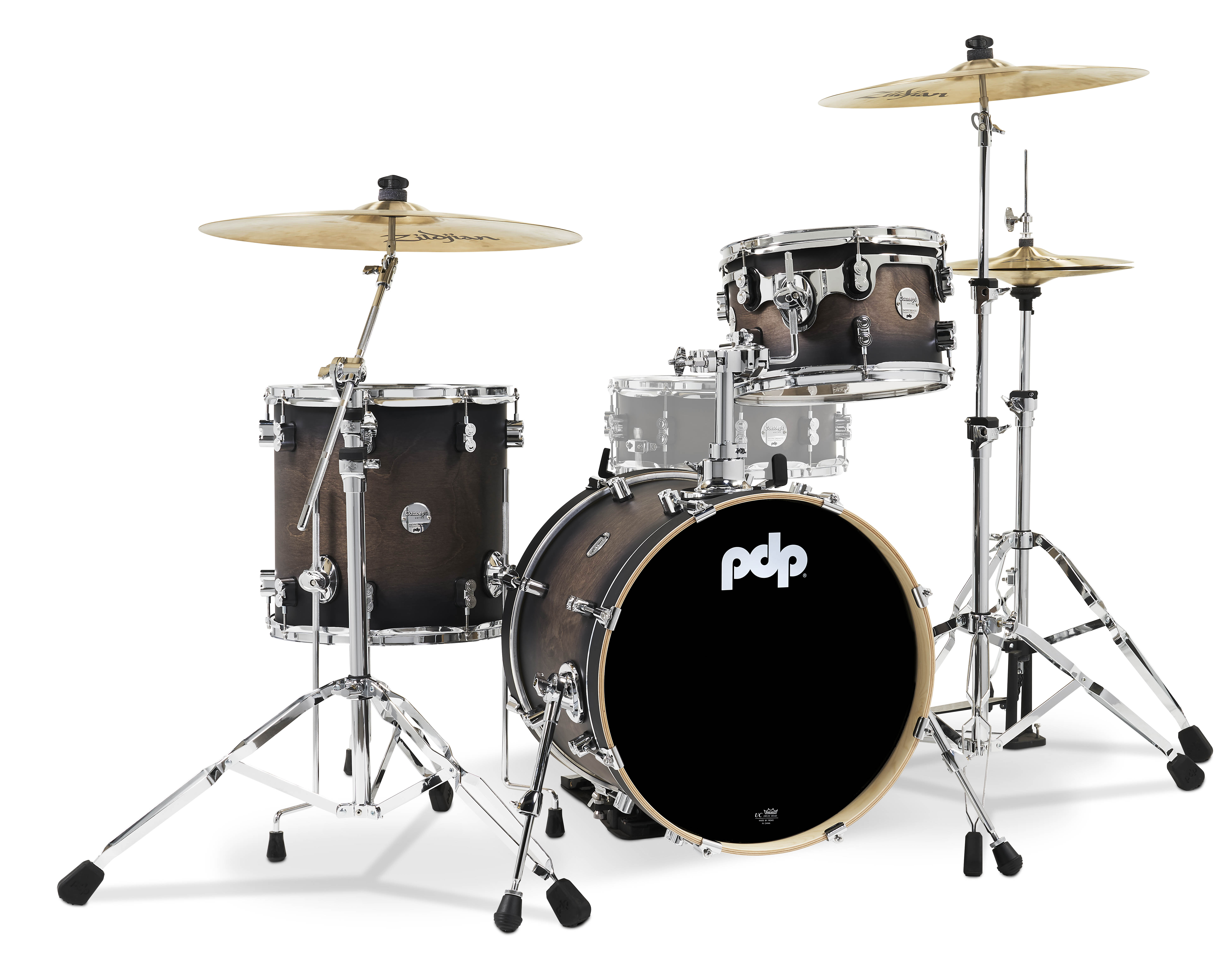 Concept Maple Series 3-Piece Bop Shell Pack, Charcoal Burst Lacquer