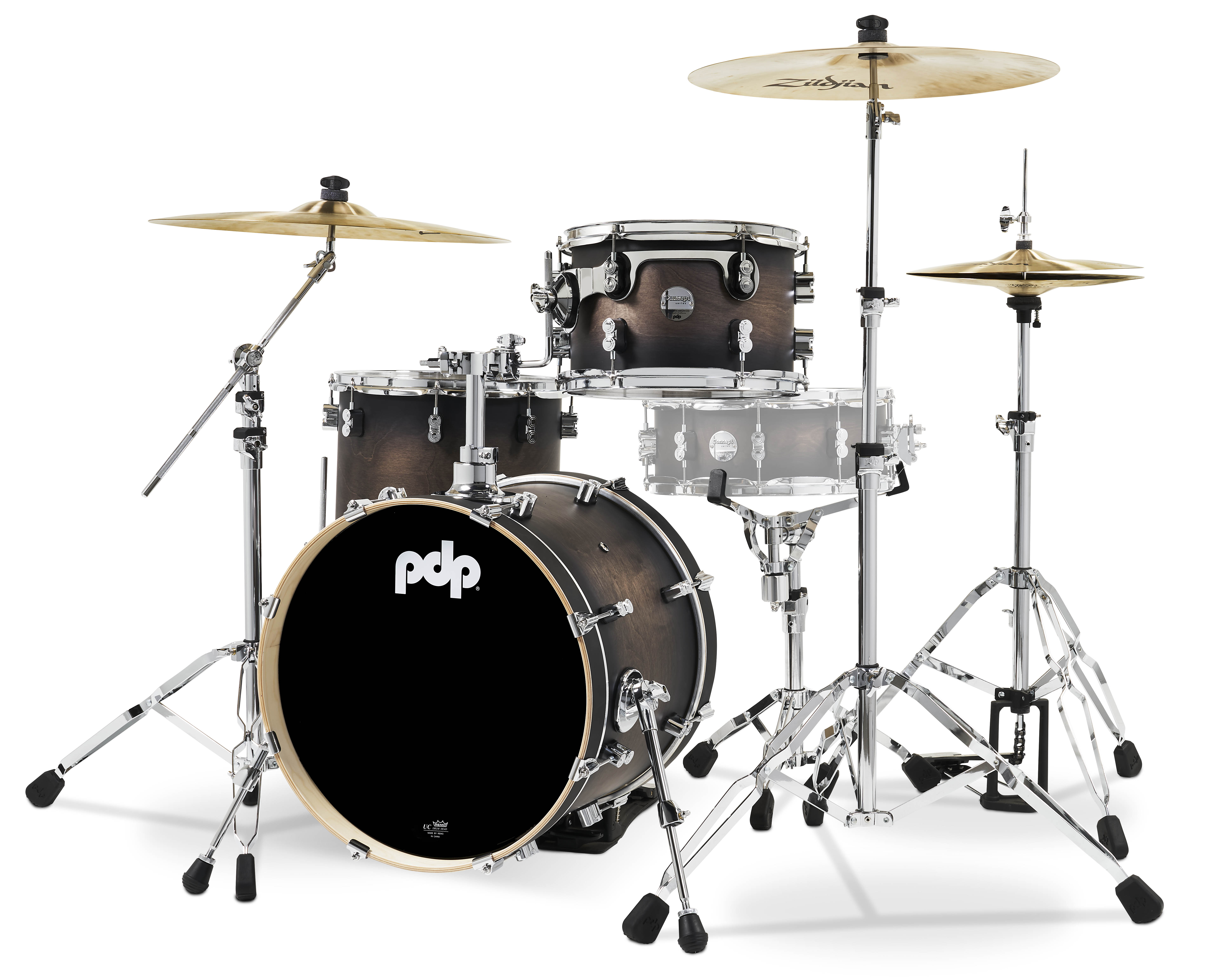 Concept Maple Series 3-Piece Bop Shell Pack, Charcoal Burst Lacquer - Image 2