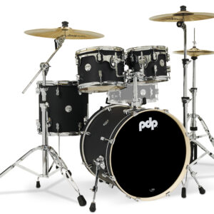 PDP Concept Maple 4-Piece Fusion Shell Pack, Satin Black Finish Ply w/ Chrome Hardware; 8x10, 9x12, 14x14, 16x20