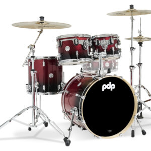 PDP Concept Maple 4-Piece Fusion Shell Pack, Red to Black Fade Sparkle Lacquer
