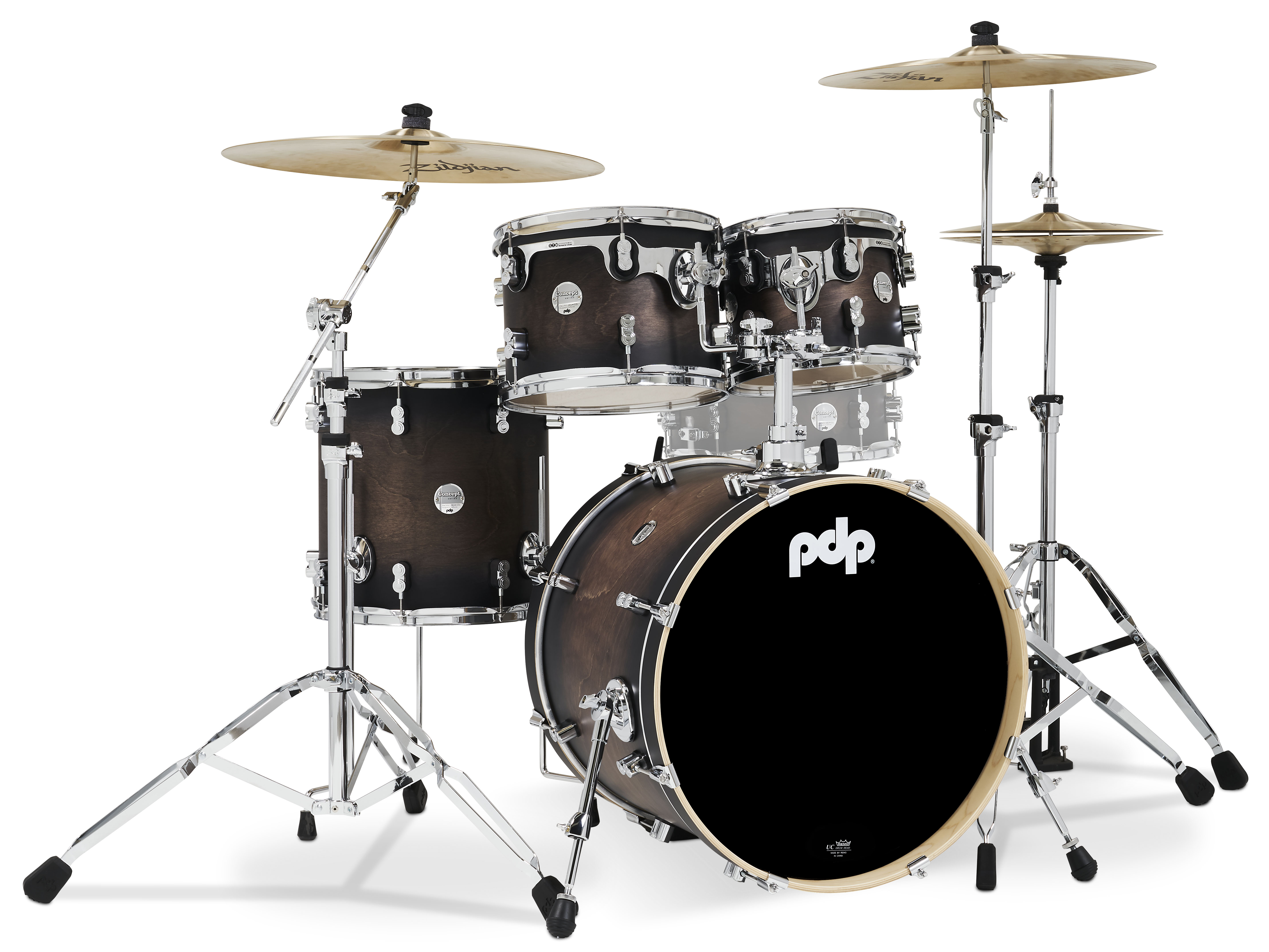 PDP Concept Maple 4-Piece Fusion Shell Pack, Satin Charcoal Burst