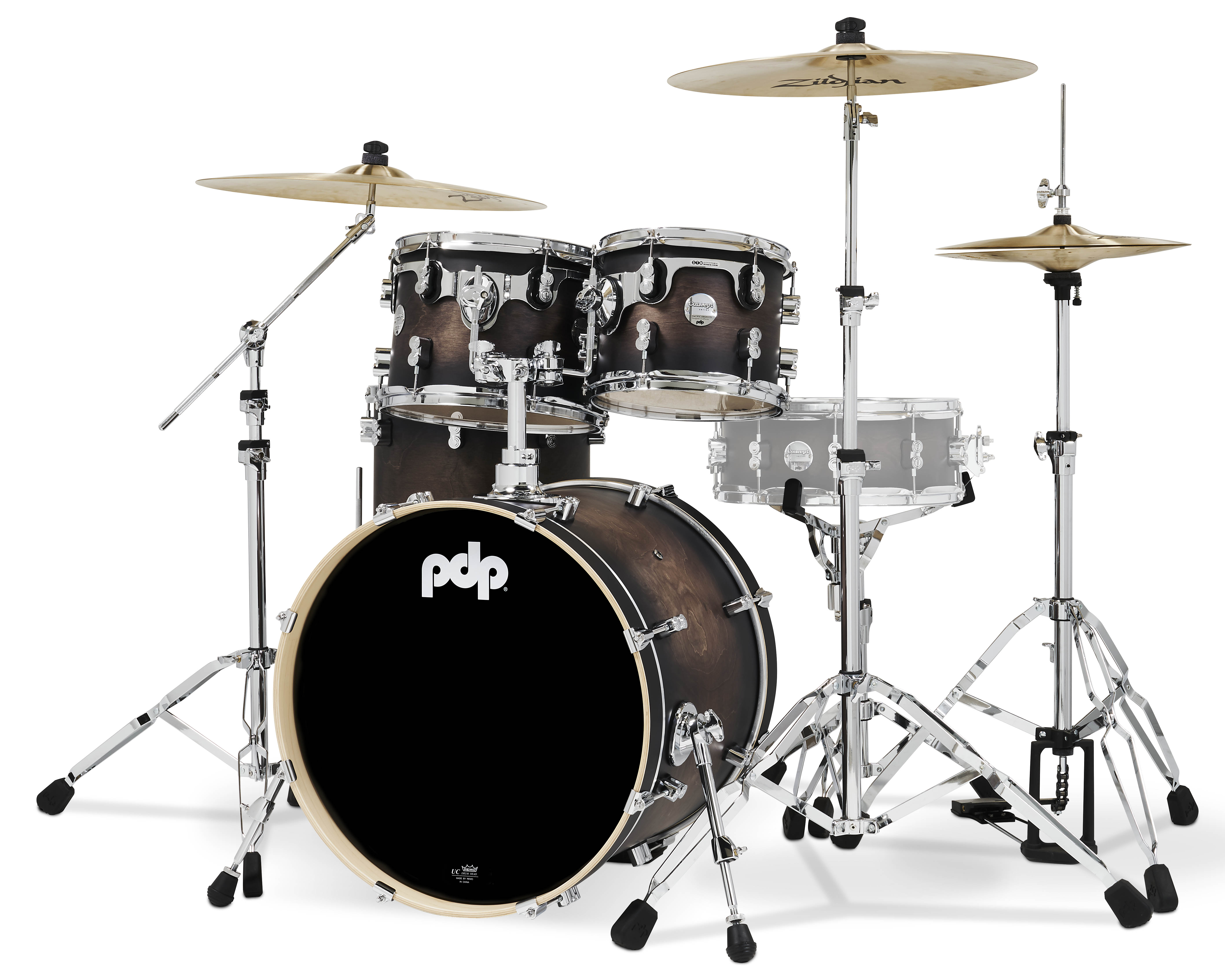 PDP Concept Maple 4-Piece Fusion Shell Pack, Satin Charcoal Burst - Image 2